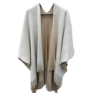 poncho uni laine femme