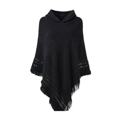 poncho capuche-hiver femme