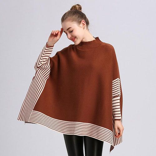 Poncho long rayures