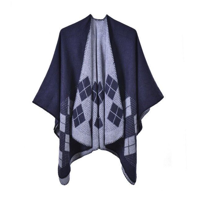 poncho réversible carreaux