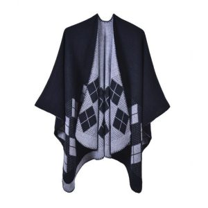 Poncho Carreaux-Coton Femme