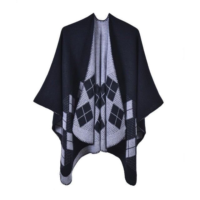 Poncho Carreaux-Coton Femme